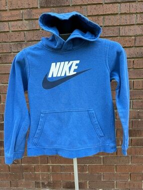 Nike Boys Club Fleece Pullover Hoodie Blue Size Large Youth Graphic Swoosh GUC